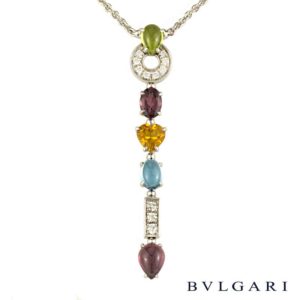 Bvlgari 18k White Gold Multi-Gem Set Allegra Necklace CL853229